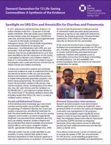Spotlight on ORS/Zinc and Amoxicillin for Diarrhea and Pneumonia
