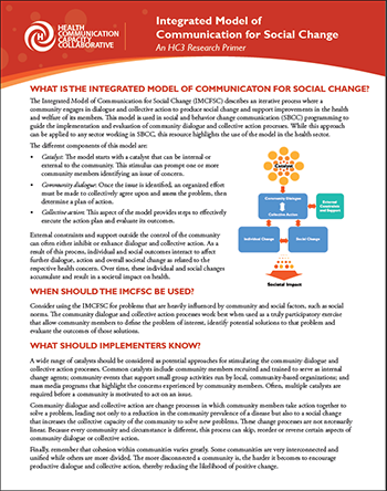 Integrated Model of Communication for Social Change An HC3 Research Primer