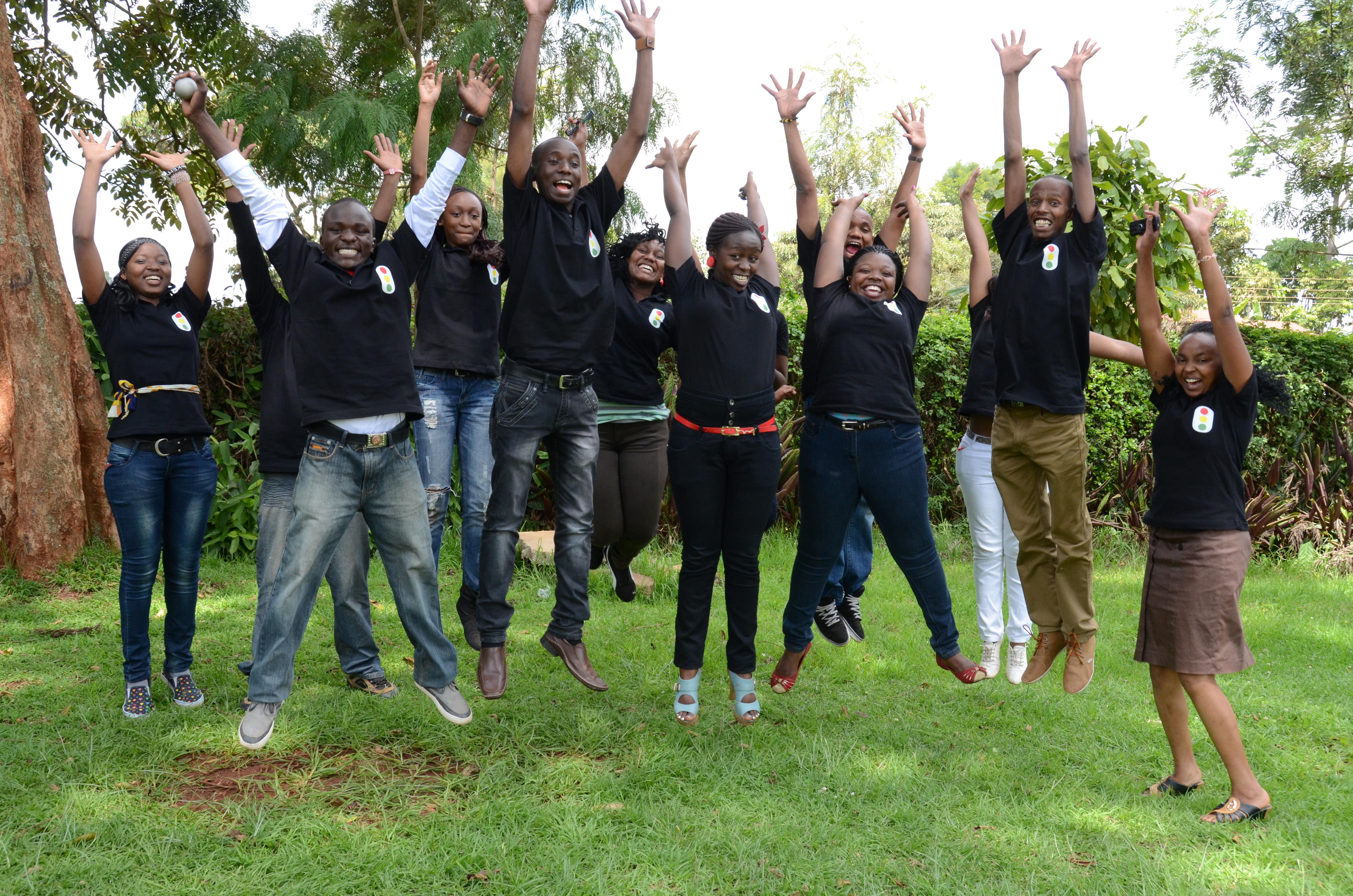 Youth leaders celebrate completing their first workshops at Red Cross in Nairobi, Kenya